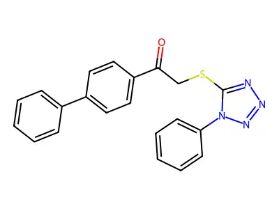 1-([1,1'-biphenyl]-4-yl)-2-((1-phenyl-1H-tetrazol-5-yl)thio)ethanone structure
