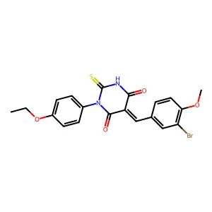 (5E)-5-[(3-bromo-4-methoxyphenyl)methylidene]-1-(4-ethoxyphenyl)-2-sulfanylidene-1,3-diazinane-4,6-dione structure