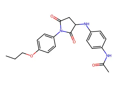 N-(4-{[(3R)-2,5-dioxo-1-(4-propoxyphenyl)pyrrolidin-3-yl]amino}phenyl)acetamide structure