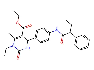 Ethyl 1-ethyl-6-methyl-2-oxo-4-[4-(2-phenylbutanamido)phenyl]-1,2,3,4-tetrahydropyrimidine-5-carboxylate structure