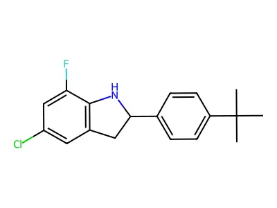 2-[4-(tert-Butyl)phenyl]-5-chloro-7-fluoroindoline structure