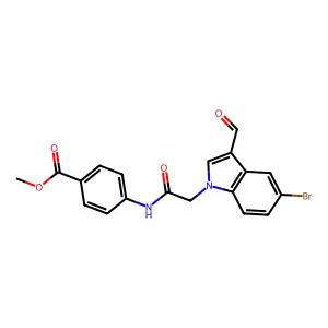 methyl 4-{[(5-bromo-3-formyl-1H-indol-1-yl)acetyl]amino}benzoate structure