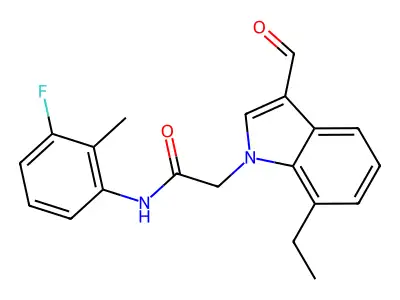 1H-Indole-1-acetamide, 7-ethyl-N-(3-fluoro-2-methylphenyl)-3-formyl- structure