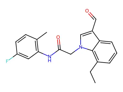 1H-Indole-1-acetamide, 7-ethyl-N-(5-fluoro-2-methylphenyl)-3-formyl- structure
