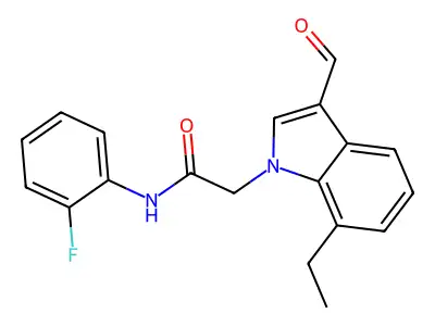 1H-Indole-1-acetamide, 7-ethyl-N-(2-fluorophenyl)-3-formyl- structure
