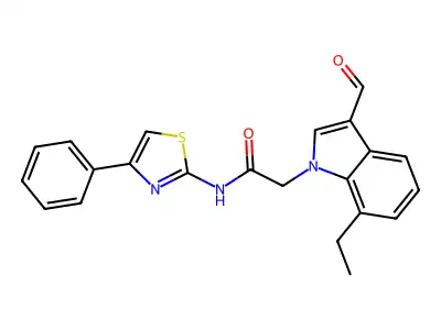 1H-Indole-1-acetamide, 7-ethyl-3-formyl-N-(4-phenyl-2-thiazolyl)- structure