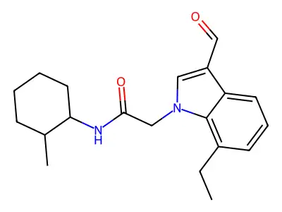 1H-Indole-1-acetamide, 7-ethyl-3-formyl-N-(2-methylcyclohexyl)- structure