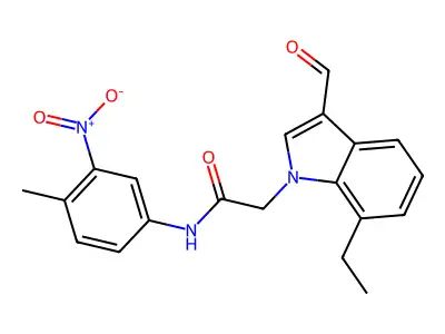 2-(7-ethyl-3-formylindol-1-yl)-N-(4-methyl-3-nitrophenyl)acetamide structure