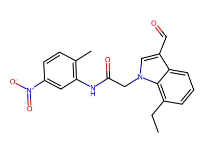 1H-Indole-1-acetamide, 7-ethyl-3-formyl-N-(2-methyl-5-nitrophenyl)- structure