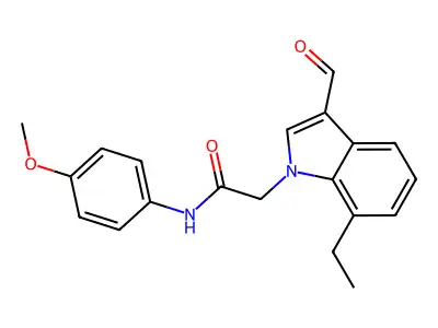 2-(7-ethyl-3-formylindol-1-yl)-N-(4-methoxyphenyl)acetamide structure