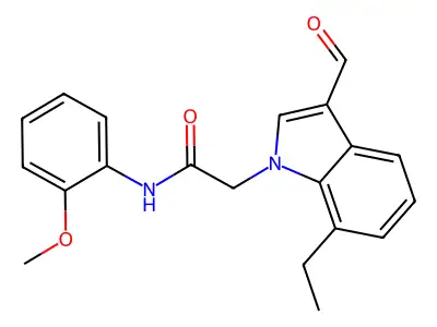 1H-Indole-1-acetamide, 7-ethyl-3-formyl-N-(2-methoxyphenyl)- structure