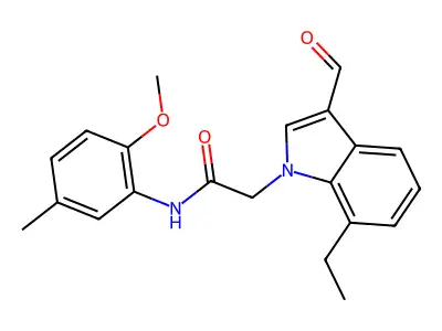 1H-Indole-1-acetamide, 7-ethyl-3-formyl-N-(2-methoxy-5-methylphenyl)- structure