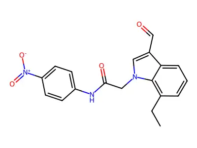 1H-Indole-1-acetamide, 7-ethyl-3-formyl-N-(4-nitrophenyl)- structure