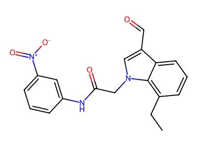 2-(7-ethyl-3-formylindol-1-yl)-N-(3-nitrophenyl)acetamide structure