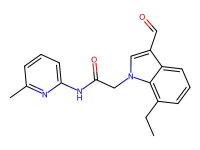 1H-Indole-1-acetamide, 7-ethyl-3-formyl-N-(6-methyl-2-pyridinyl)- structure