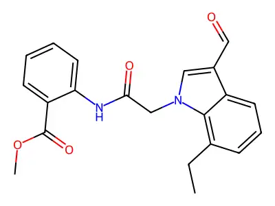 Methyl 2-[[2-(7-ethyl-3-formylindol-1-yl)acetyl]amino]benzoate structure