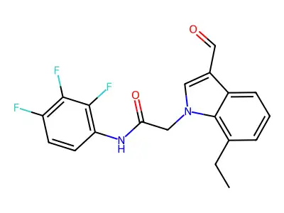 1H-Indole-1-acetamide, 7-ethyl-3-formyl-N-(2,3,4-trifluorophenyl)- structure