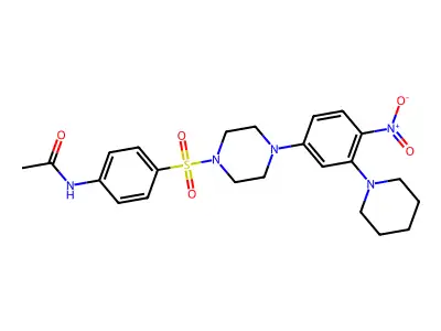 N-[4-[4-(4-nitro-3-piperidin-1-ylphenyl)piperazin-1-yl]sulfonylphenyl]acetamide structure