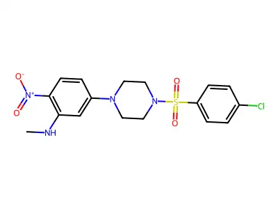 5-[4-(4-chlorophenyl)sulfonylpiperazin-1-yl]-N-methyl-2-nitroaniline structure