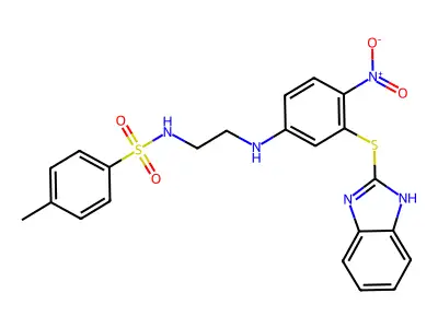 N-[2-[3-(1H-benzimidazol-2-ylsulfanyl)-4-nitroanilino]ethyl]-4-methylbenzenesulfonamide structure
