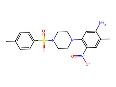 2-Methyl-5-[4-(4-methylphenyl)sulfonylpiperazin-1-yl]-4-nitroaniline structure