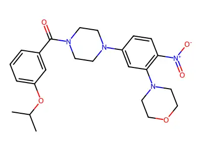 [4-(3-morpholin-4-yl-4-nitrophenyl)piperazin-1-yl]-(3-propan-2-yloxyphenyl)methanone structure