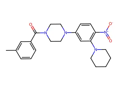 (3-Methylphenyl)-[4-(4-nitro-3-piperidin-1-ylphenyl)piperazin-1-yl]methanone structure