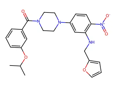 (4-{3-[(furan-2-ylmethyl)amino]-4-nitrophenyl}piperazin-1-yl)[3-(propan-2-yloxy)phenyl]methanone structure