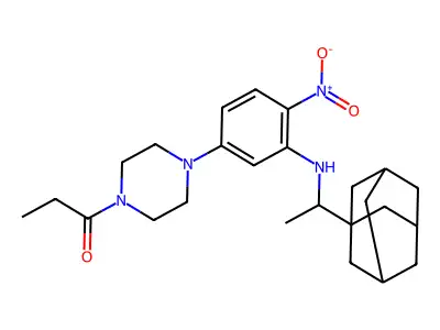 1-[4-[3-[1-(1-Adamantyl)ethylamino]-4-nitrophenyl]piperazin-1-yl]propan-1-one structure