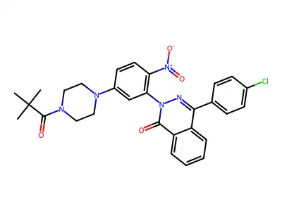 4-(4-chlorophenyl)-2-(2-nitro-5-(4-pivaloylpiperazin-1-yl)phenyl)phthalazin-1(2H)-one structure