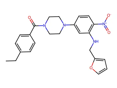 (4-ethylphenyl)(4-{3-[(furan-2-ylmethyl)amino]-4-nitrophenyl}piperazin-1-yl)methanone structure