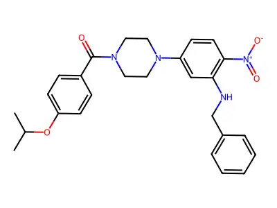 [4-[3-(benzylamino)-4-nitrophenyl]piperazin-1-yl]-(4-propan-2-yloxyphenyl)methanone structure