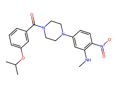 [4-[3-(methylamino)-4-nitrophenyl]piperazin-1-yl]-(3-propan-2-yloxyphenyl)methanone structure