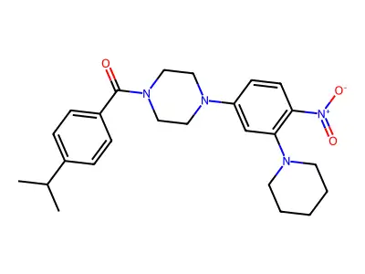 [4-(4-nitro-3-piperidin-1-ylphenyl)piperazin-1-yl]-(4-propan-2-ylphenyl)methanone structure