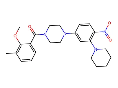 (2-methoxy-3-methylphenyl)-[4-(4-nitro-3-piperidin-1-ylphenyl)piperazin-1-yl]methanone structure