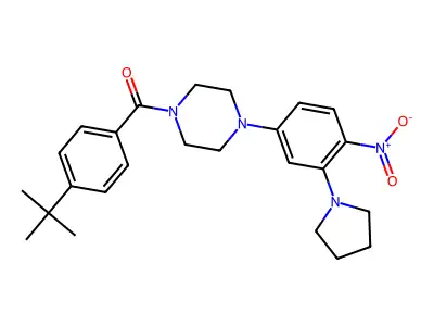 (4-tert-butylphenyl)-[4-(4-nitro-3-pyrrolidin-1-ylphenyl)piperazin-1-yl]methanone structure