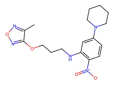 N-[3-[(4-methyl-1,2,5-oxadiazol-3-yl)oxy]propyl]-2-nitro-5-piperidin-1-ylaniline structure