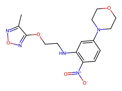 N-[2-[(4-methyl-1,2,5-oxadiazol-3-yl)oxy]ethyl]-5-morpholin-4-yl-2-nitroaniline structure