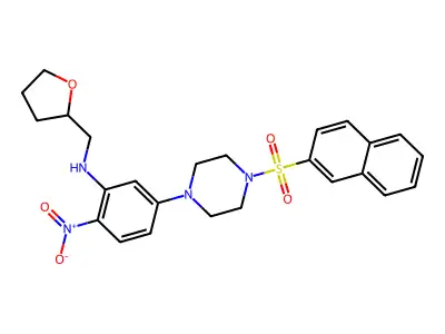 5-(4-naphthalen-2-ylsulfonylpiperazin-1-yl)-2-nitro-N-(oxolan-2-ylmethyl)aniline structure