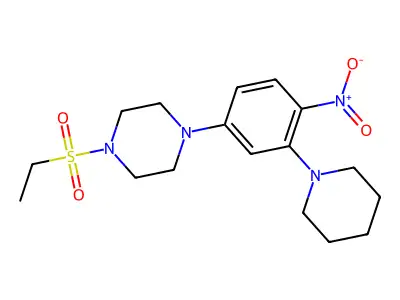 1-Ethylsulfonyl-4-(4-nitro-3-piperidin-1-ylphenyl)piperazine structure