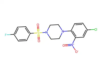 1-(4-Chloro-2-nitrophenyl)-4-(4-fluorophenyl)sulfonylpiperazine structure