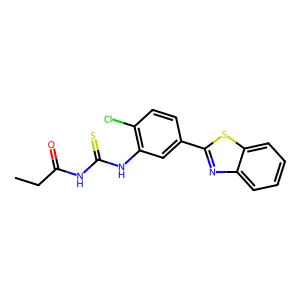 N-[[5-(1,3-benzothiazol-2-yl)-2-chlorophenyl]carbamothioyl]propanamide structure