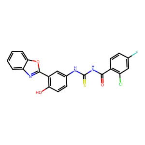 N-((3-(Benzo[d]oxazol-2-yl)-4-hydroxyphenyl)carbamothioyl)-2-chloro-4-fluorobenzamide structure
