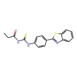 N-[[4-(1,3-benzothiazol-2-yl)phenyl]carbamothioyl]propanamide structure