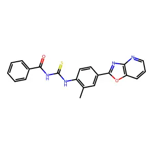 N-[[2-methyl-4-([1,3]oxazolo[4,5-b]pyridin-2-yl)phenyl]carbamothioyl]benzamide structure
