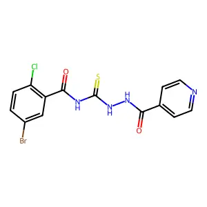 5-bromo-2-chloro-N-[(2-isonicotinoylhydrazino)carbothioyl]benzamide structure