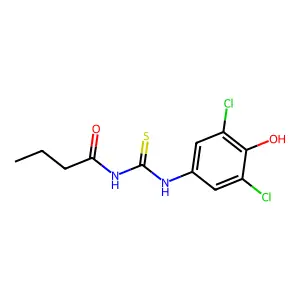 N-[(3,5-dichloro-4-hydroxyphenyl)carbamothioyl]butanamide structure