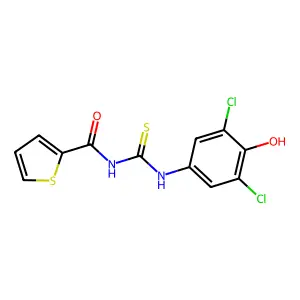 N-[(3,5-dichloro-4-hydroxyphenyl)carbamothioyl]thiophene-2-carboxamide structure