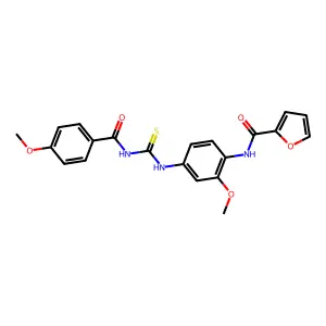 N-[2-methoxy-4-[(4-methoxybenzoyl)carbamothioylamino]phenyl]furan-2-carboxamide structure