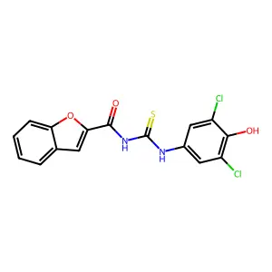 N-[(3,5-dichloro-4-hydroxyphenyl)carbamothioyl]-1-benzofuran-2-carboxamide structure